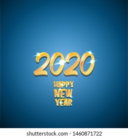 2020 Happy chinese new year of the Rat creative design background or greeting card. 2020 new year golden shiny numbers on blue background