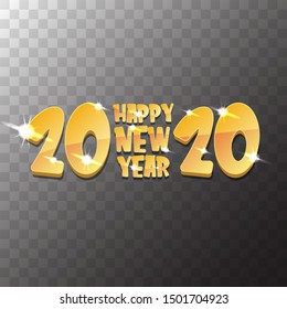 2020 Happy chinese new year of the Rat creative design background or greeting card. 2020 new year golden shiny numbers isolated on transparent background