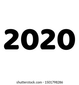 2020 Happy Chinese New Year of the Rat. Vector illustration. Bold Number with smooth contour. Isolated on white background 