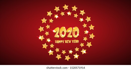 2020 Happy chinese new year of the Rat creative design horizontal banner background or greeting card. 2020 new year golden shiny numbers isolated on red background