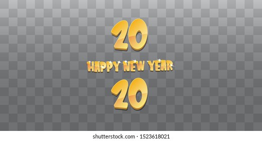 2020 Happy chinese new year of the Rat creative design horizontal banner background or greeting card. 2020 new year golden shiny numbers isolated on transparent background