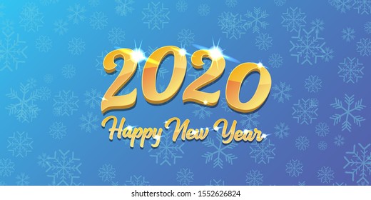 2020 Happy chinese new year of the Rat creative design horizontal banner background or greeting card. 2020 new year golden shiny numbers isolated on blue sky winter background with snowflakes