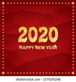 2020 Happy chinese new year of the Rat creative design background or greeting card. 2020 new year golden numbers on red