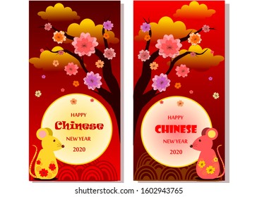 2020 Happy Chinese New Year/Year of the Rat Greeting Card, two sides poster.