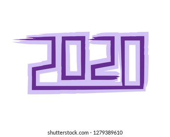 2020 happy new year abstract card design template with lettering