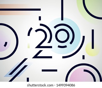 2020 happy new year abstract stylized card design with gradient spot