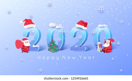 2020 Happy New Year background. Vector illustration