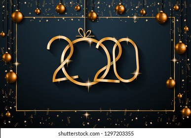 2020 Feliz Ano Novo Fundo para seus Flyers Sazonal e cartões de cumprimentos ou convites temáticos de Natal