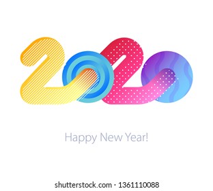 2020 Happy New Year background. Futuristic colorful design for Christmas winter holidays. Seasonal greeting card, calendar, invitation, brochure template.