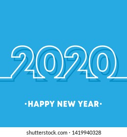 2020 Happy New Year background template. Minimal line design for typography, printing products, flyer, brochure covers or invitation cards. Vector illustration.
