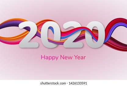 2020 Happy New Year . Background acrylic. Oil painted background. Vector illustration