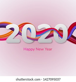 2020 Happy New Year . Background acrylic. Oil painted background. Vector illustration