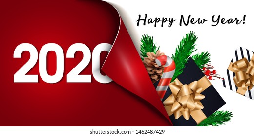 2020 Happy New Year background. Vector illustration 2020 Happy New year and merry Christmas. for your flyers and brochures postcards design