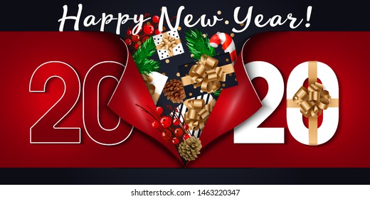 2020 Happy New Year background. Vector illustration 2020 Happy New year and merry Christmas. for your flyers and brochures postcards design