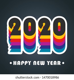 2020 Happy New Year background colorful design for holiday flyer, greeting, invitation card, flyer, poster, brochure cover, typography or other printing products. Vector illustration.