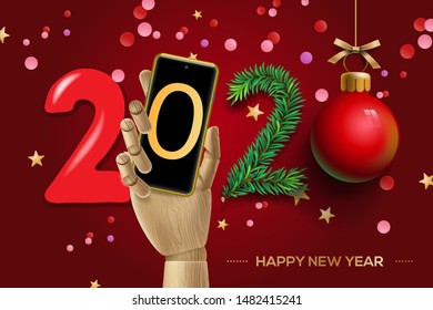2020 Happy New Year background. Vector illustration.