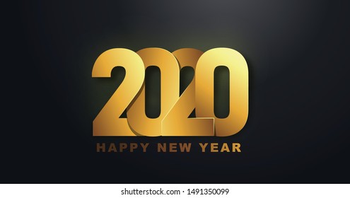 2020 Happy New Year background. 2020 Number golden Text Design.Vector holiday illustration. 