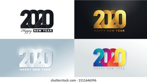 2020 Happy New Year background. 2020 number text design.Vector holiday illustration. 