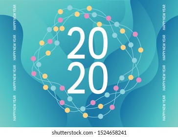 2020 Happy New Year. Background with gradient.