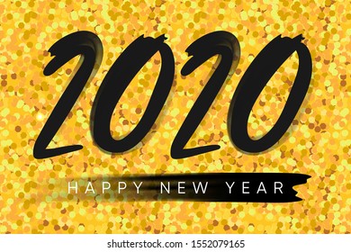 2020 Happy New Year background. Merry Christmas. Golden glitter background. Vector illustration