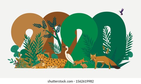 2020 Happy New Year background. Vector illustration