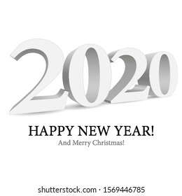 2020 Happy New Year Background, Card, Banner, Flyer Or Marry Christmas Themed Invitations. Gray Digits Isolated On White Blackground. Ready For Your Design. Vector EPS 10