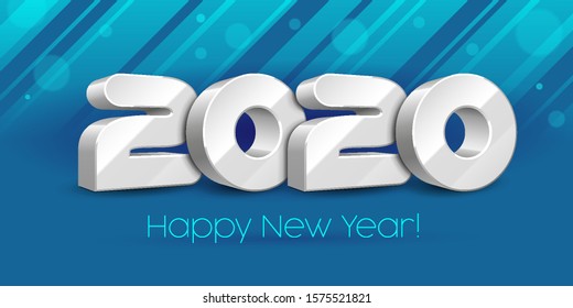 2020 Happy New Year Background, Card, Banner, Flyer Or Marry Christmas Themed Invitations. White Digits On Blue Blackground. Ready For Your Design. Vector EPS 10