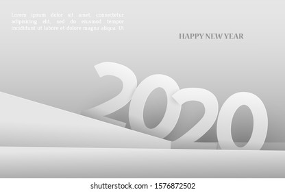 2020 Happy New Year background in paper style. Design for your flyers, greetings and invitations cards, congratulations and banners. Vector illustration.