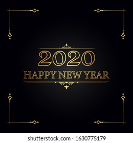 2020 Happy New Year Background. luxury dark with gold vector greeting illustration. Cover of business diary for 2020 with wishes. Greetings and invitations.