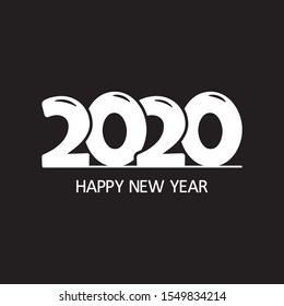 2020. Happy New Year. Black and white holiday businnes banner. Easy edit color. Vector illustration