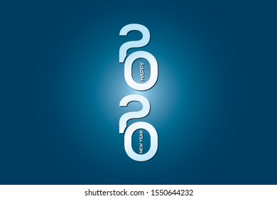 2020 happy new year blue logo design. Vector illustration with blue background. Xmas card, Christmas sale banner or class of 2020 - Vector