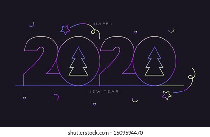 2020 happy new year. Brochure design template, card, banner. Vector illustration.