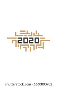 2020 happy new year calligrapyh vector calendar