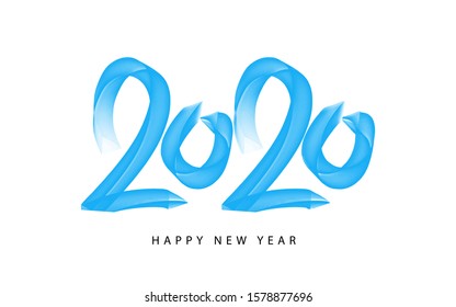 2020 happy new year card, banner. Creative holiday poster. Hand drawn design numbers. Handwritten modern triangle brush lettering background isolated vector