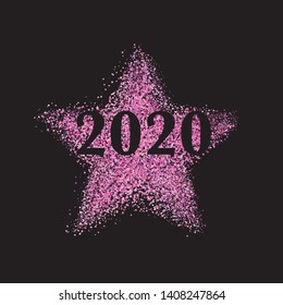 2020 happy new year celebration postcard, Merry Christmas decoration with confetti.