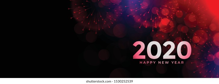 2020 happy new year celebration firework banner design