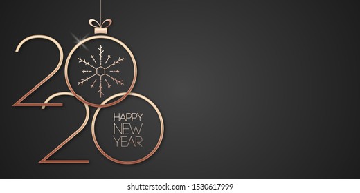 2020 Happy New Year celebration banner 3d gold style for layout design, calendar, holiday cover, flyer, brochure, party poster, greeting card, invitation. Luxury festive background. vector 10 eps