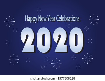 2020 happy new year celebration, fireworks on background - Vector
