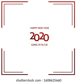 2020 Happy New Year Chinese red and gold color background