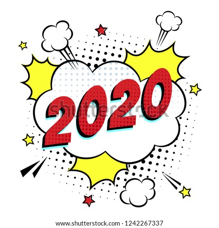 2020 Happy New Year Christmas Comic Stock Vector (Royalty Free) 1242267337 - Shutterstock