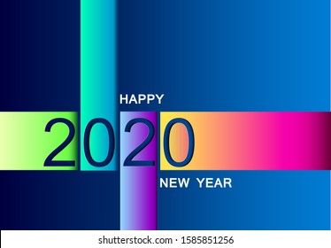 2020 Happy New Year of a colorful line for design element. Trend color, vector illustration.