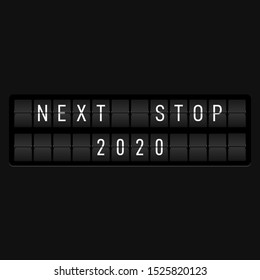 2020 Happy new year concept decorative with airport timetable. Graphic design element can be used for greeting card, postcard, poster, banner, brochure, publication, vector illustration