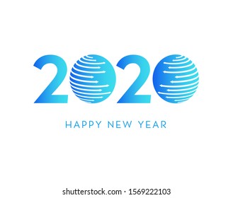 2020 happy new year concept with globe finance