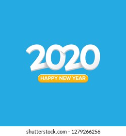 2020 Happy new year creative design background or greeting card. 2020 new year numbers on blue