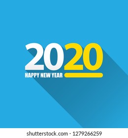 2020 Happy new year creative design background or greeting card. 2020 new year numbers on blue