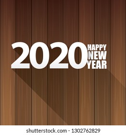 2020 Happy new year creative design background or greeting card. 2020 new year numbers on wooden background