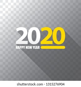 2020 Happy new year creative design background or greeting card. 2020 new year numbers isolated on transparent background