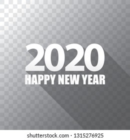 2020 Happy new year creative design background or greeting card. 2020 new year numbers isolated on transparent background