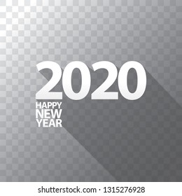 2020 Happy new year creative design background or greeting card. 2020 new year numbers isolated on transparent background