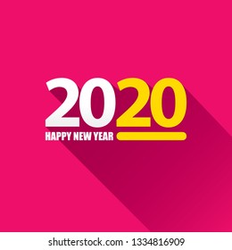 2020 Happy new year creative design background or greeting card. 2020 new year numbers on pink